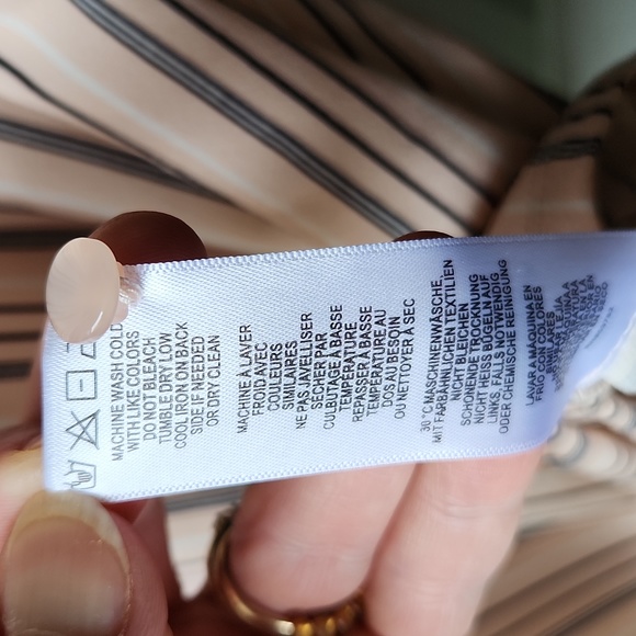 Adrianna Papell Striped Flutter Sleeve Blouse Size L Color Peach - Picture 4 of 7